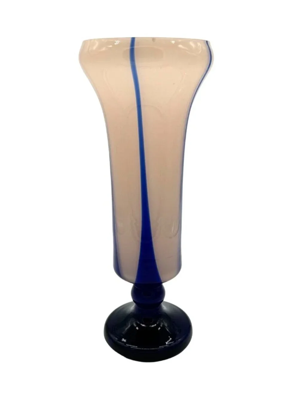 Vtg Kralik Bambas Blue Pink Art Deco Glass Vase Czech 11